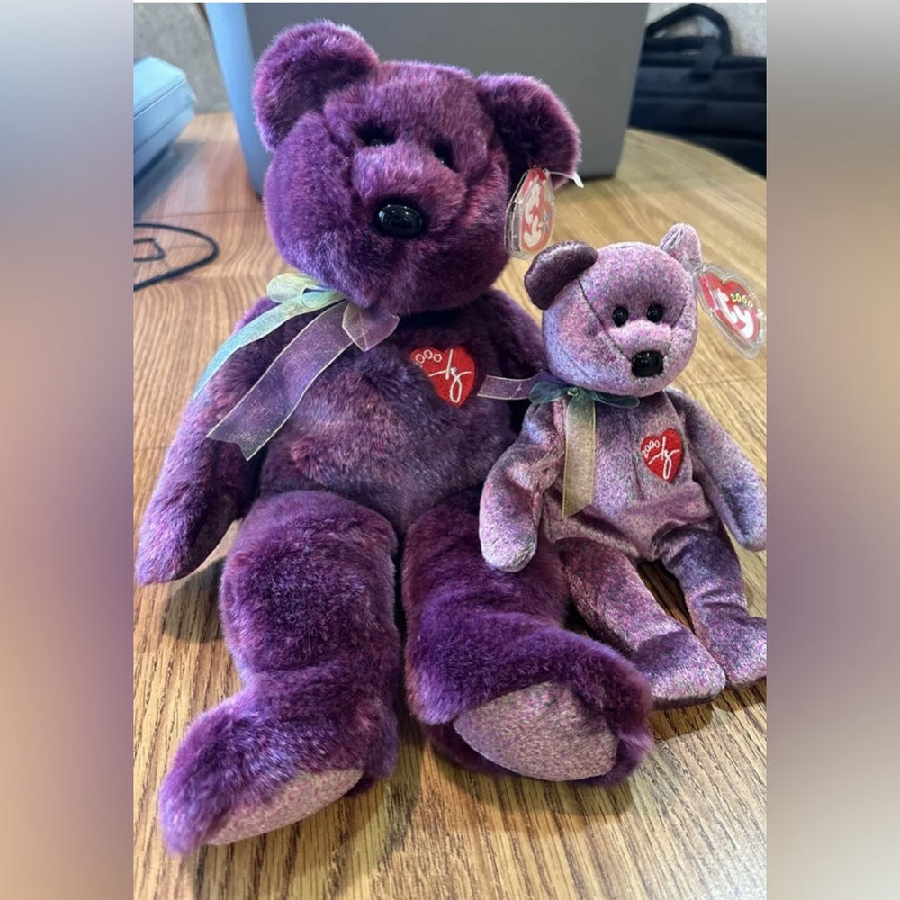 TY 2000 Signature Bears. Beanie Buddy and Beanie Baby Set. MWMT. New.